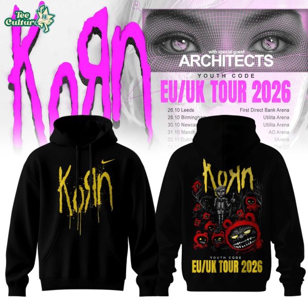 Korn EU/UK Tour 2026 Hoodie – Heavy Metal Band Concert Tour Hoodie for Rock Fans