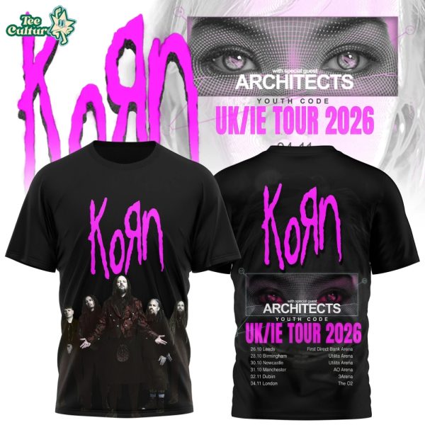 Korn UK IE Tour 2026 Featuring Architects Youth Code Graphic T Shirt
