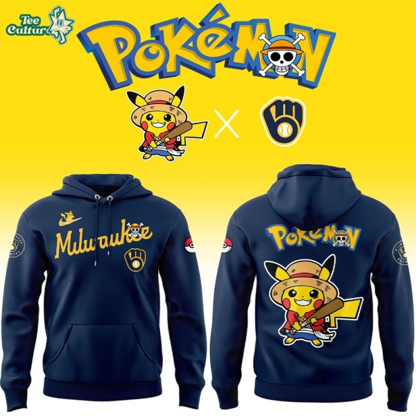 Milwaukee Brewers x One Piece x Pokemon 2026 Anime Night Hoodie 2026