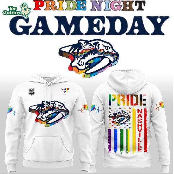 Nashville Predators Pride Night Gameday 2026 Celebratinon Hoodie White