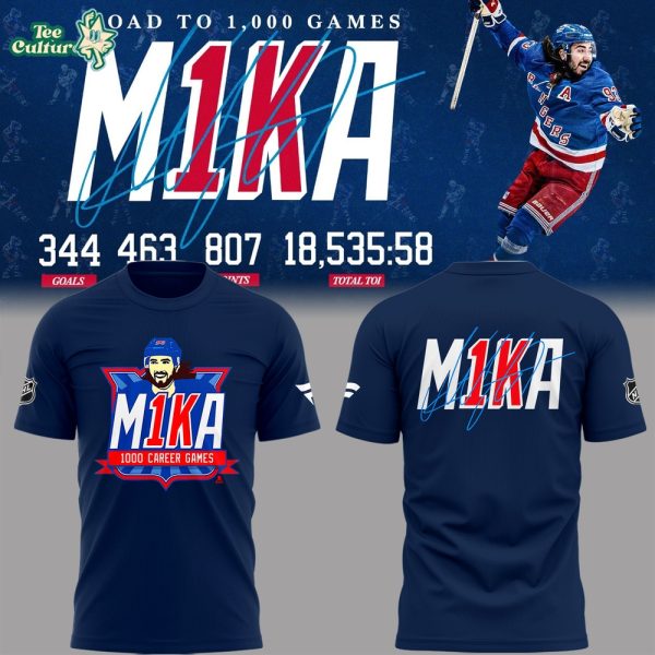New York Rangers Mika Zibanejad 1,000 Career NHL Games Commemorative Shirt