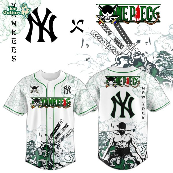 New York Yankees x Zoro Ronin Emerald Wave Anime Baseball Jersey