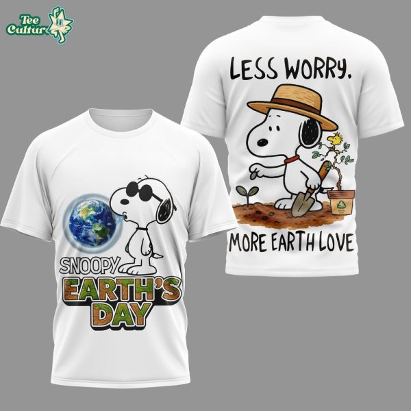 Peanuts Earth Day Less Worry More Earth Love Eco Graphic T-shirt