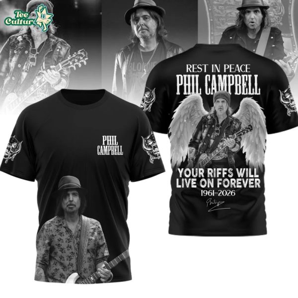 Phil Campbell Memorial 1961-2026 Rock Tribute 3D T-Shirt