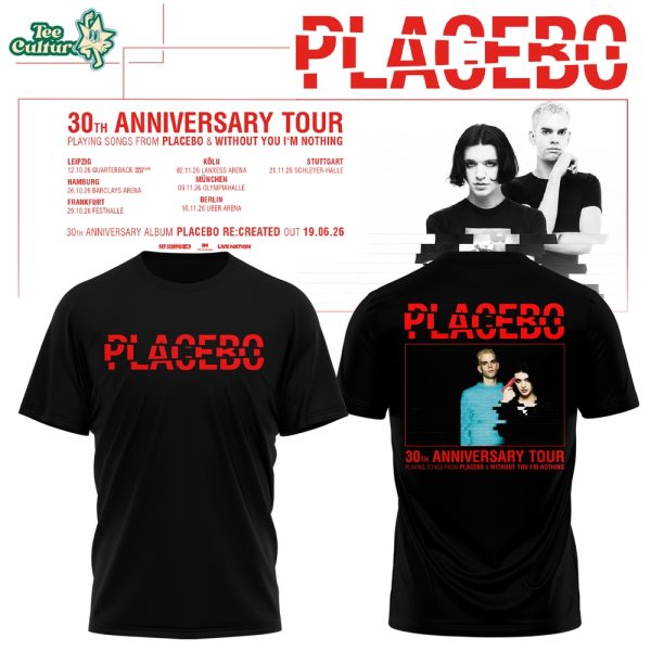 Placebo 30th Anniversary Tour Black Printed T-Shirt Version 2