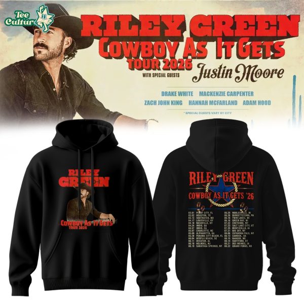 Riley Green’s Cowboy As It Gets Tour 2026 Black Hoodie