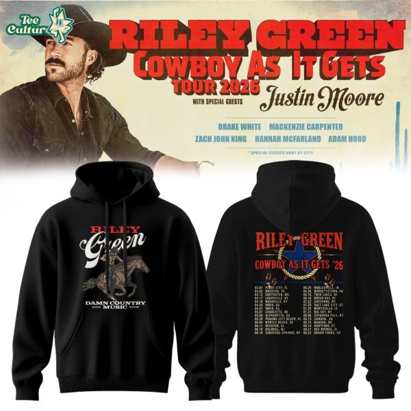 Riley Green’s Cowboy As It Gets Tour 2026 Black Hoodie Ver2