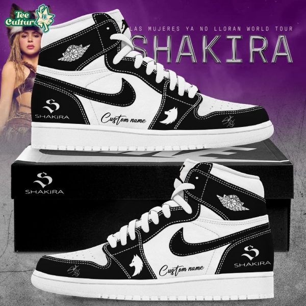 Shakira Las Mujeres Ya No Lloran Tour 2026 Custom Name Black Air Jordan 1 Style Shoes