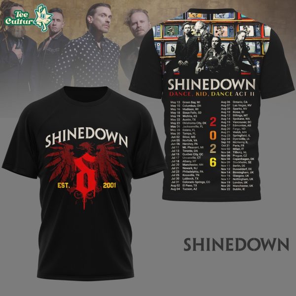 Shinedown Dance Kid Dance Act II Tour 2026 Concert T-Shirt