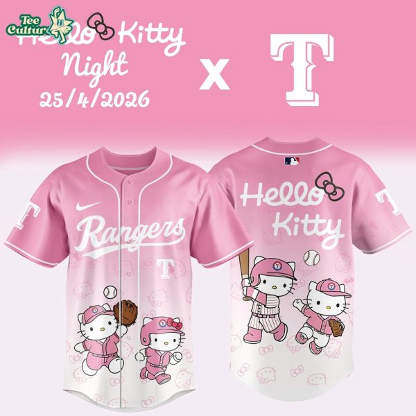 Texas Rangers Hello Kitty Night 2026 Pink White Limited Edition Baseball Jersey
