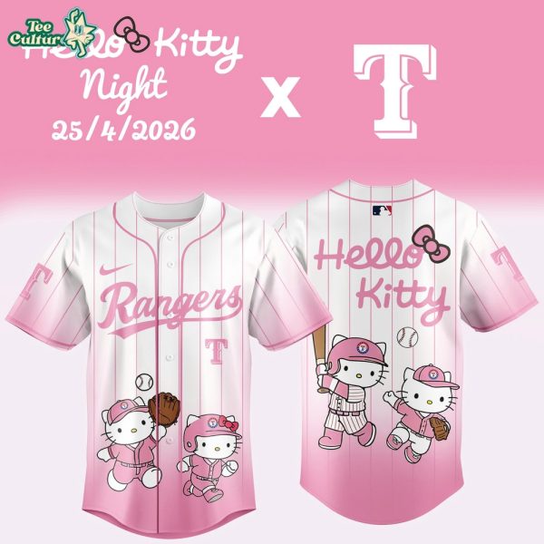 Texas Rangers Hello Kitty Night 2026 White Pink Special Edition Baseball Jersey