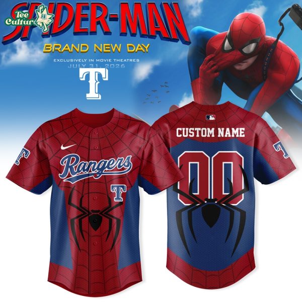 Texas Rangers Spider-Man 2026 Custom Name and Number Baseball Jersey