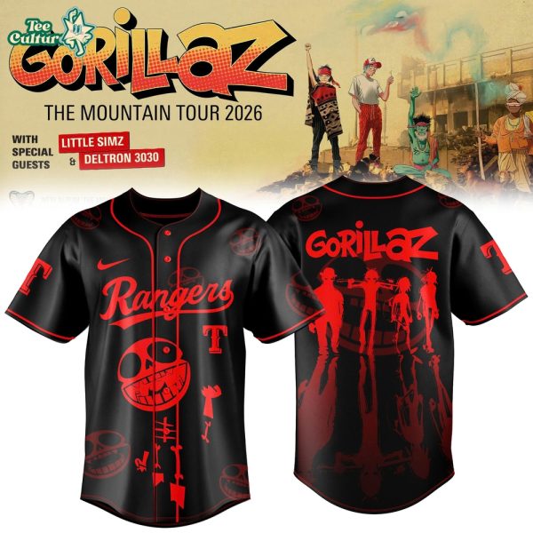 Texas Rangers x Gorillaz The Mountain Tour 2026 North America Baseball Jersey