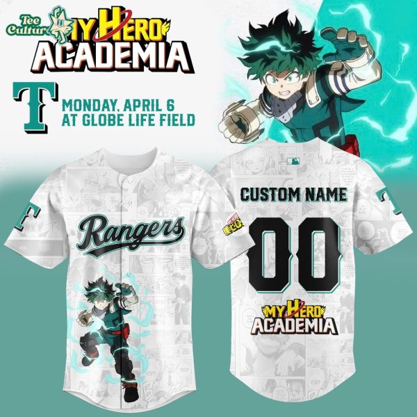 Texas Rangers x My Hero Academia Night 2026 Custom Name Baseball Jersey