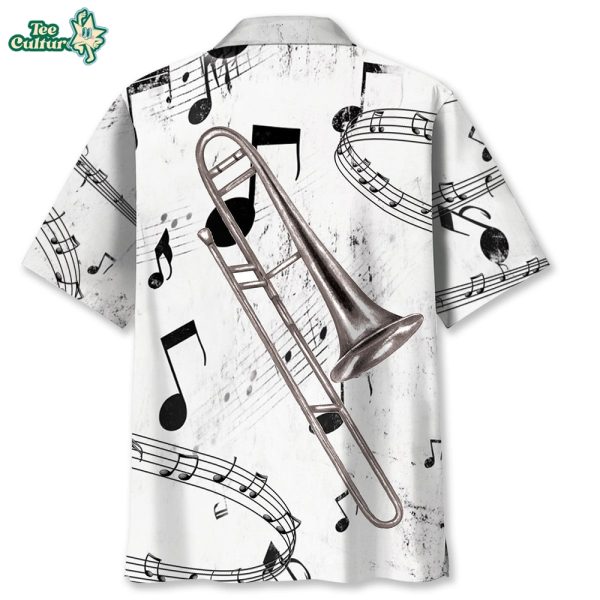 Trombone Black and White Hawaiian Shirt by Teesculture.com