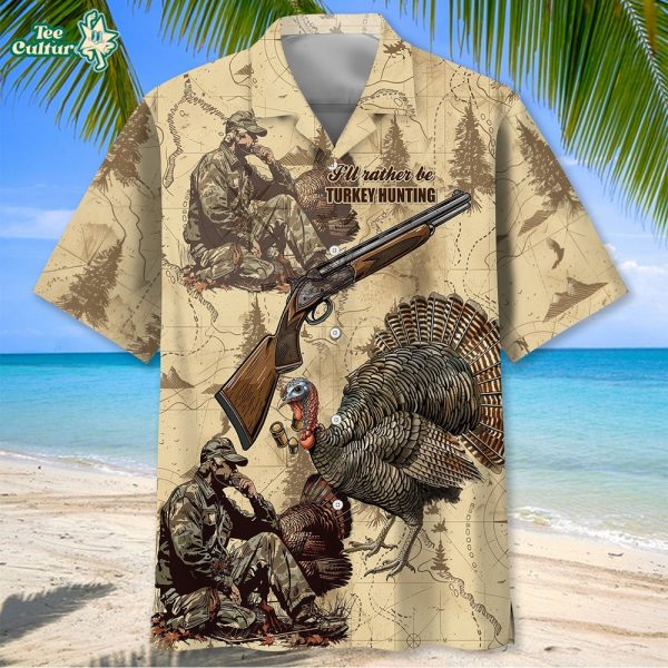 Vintage Turkey Hunting Graphic Hawaiian Shirt by Teesculture.com