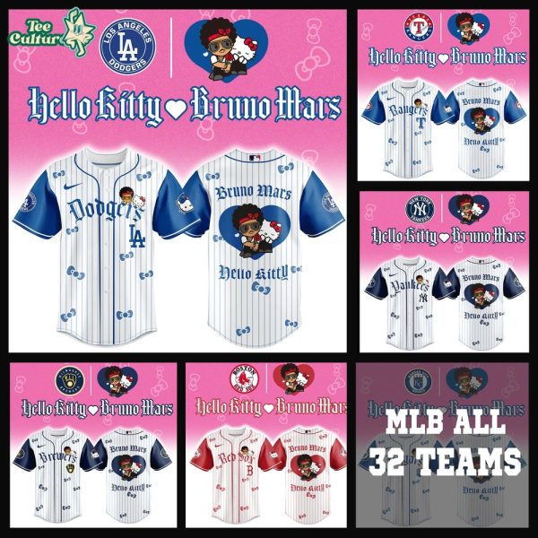 All Teams x Bruno Mars x Hello Kitty 2026 Limited Edition Blue Baseball Jersey