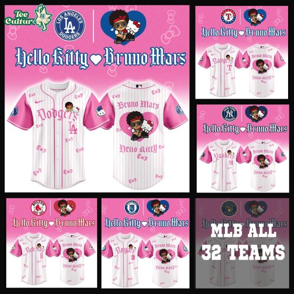 All Teams x Bruno Mars x Hello Kitty 2026 Limited Edition Pink Baseball Jersey