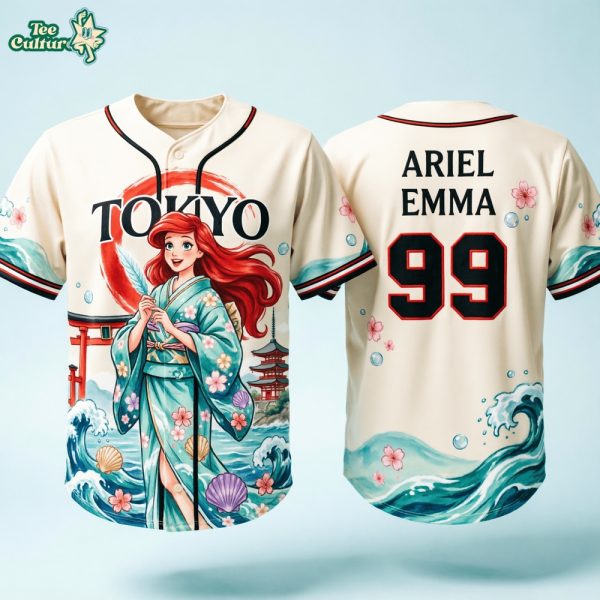 Ariel Tokyo Princess Anime Inspired Baseball Jersey