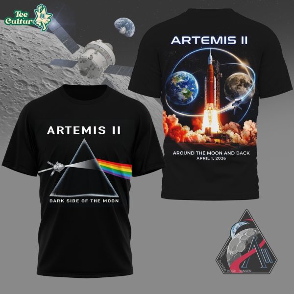 Artemis II Dark Side Of The Moon Prism Rocket Graphic T-Shirt