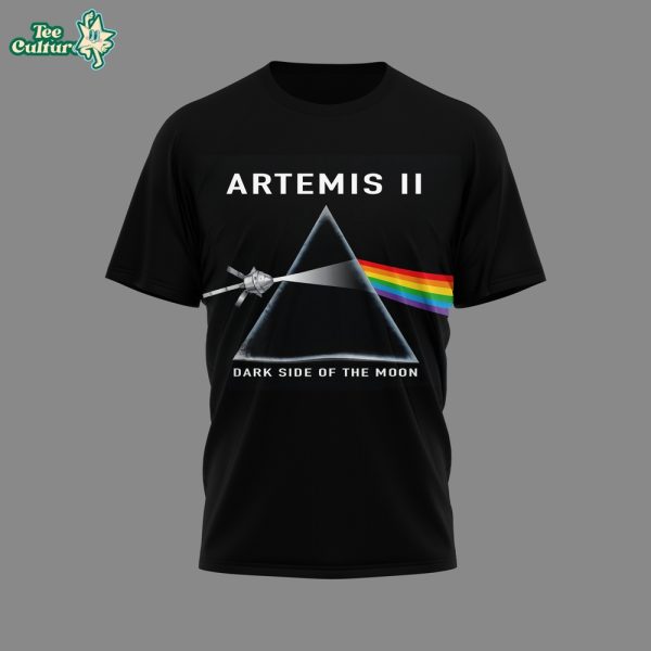 Artemis II Dark Side Of The Moon Prism Rocket Graphic TShirt by Teesculture.com