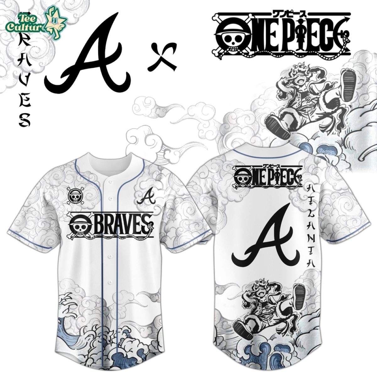 Atlanta Braves x One Piece Jersey 2026 Luffy Gear 5 - Teesculture