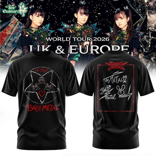 BABYMETAL 2026 UK & Europe Tour Printed Merch T-Shirt Version 3