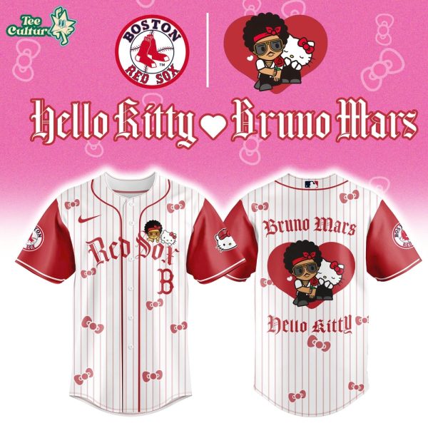Boston Red Sox x Bruno Mars x Hello Kitty 2026 Limited Edition Red Jersey Jogger Cap Set