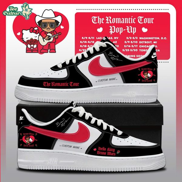 Bruno Mars x Hello Kitty The Romantic Tour Limited Edition Black Air Force 1 Sneakers