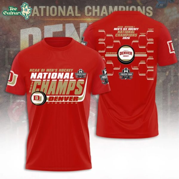 Denver Pioneers 2026 NCAA Frozen Four Men’s Ice Hockey National Champions Bracket T-Shirts