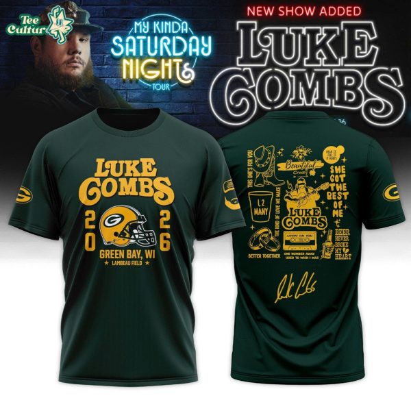 Green Bay Packers x Luke Combs My Kinda Saturday Night Tour 2026 Limited Edition Tshirt V2