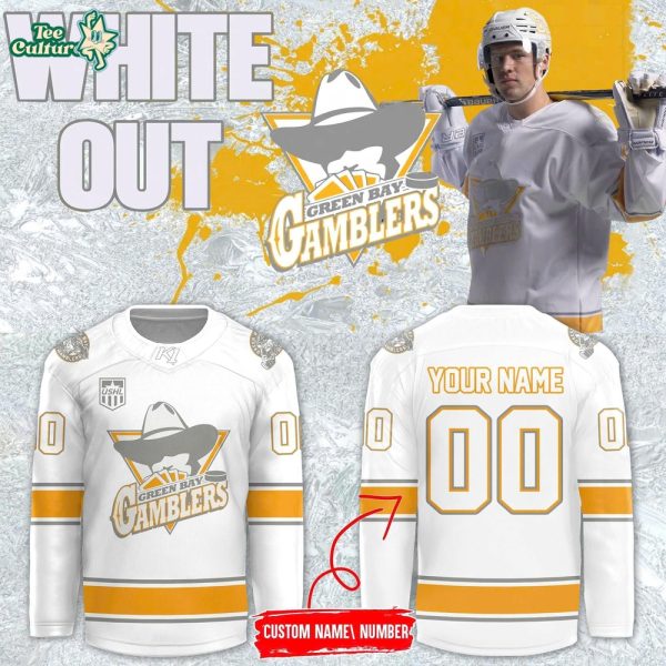 Green Bay Gamblers 2026 White Out Throwback Limited Hockey Jersey