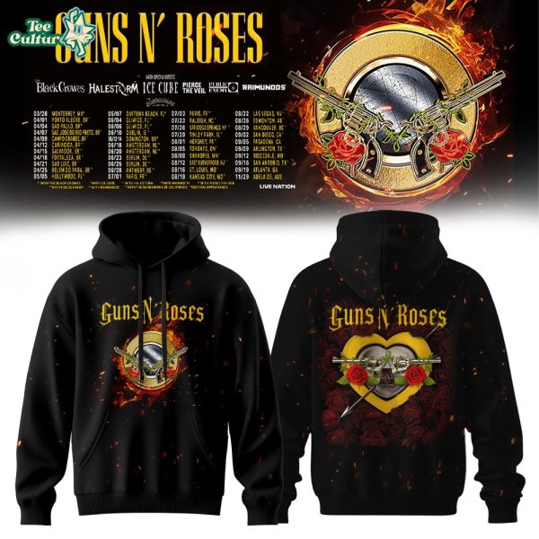 Guns N Roses 2026 Tour Black Graphic Hoodie Limited Release