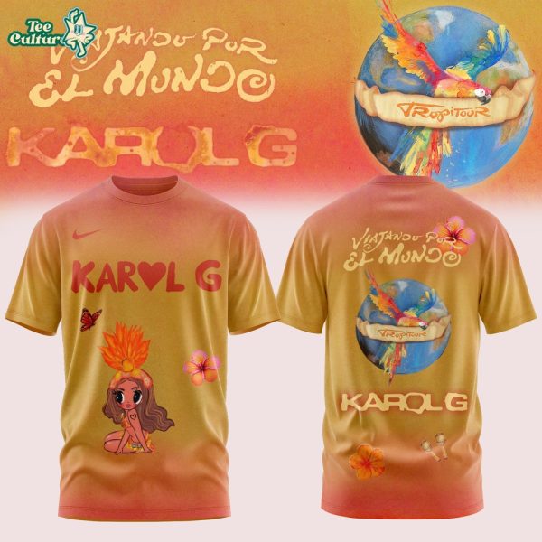 Karol G Viajando Por El Mundo Tropitour Bloom Gold 2026 Edition T Shirt