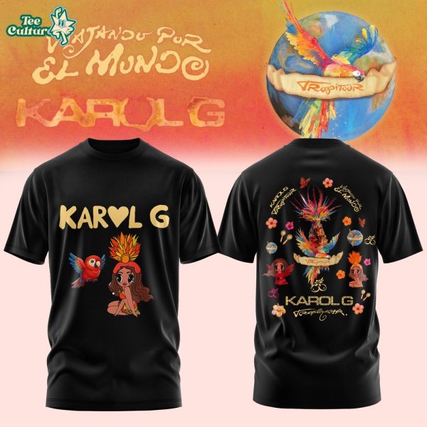 Karol G Viajando Por El Mundo Tropitour Midnight 2026 Edition T Shirt