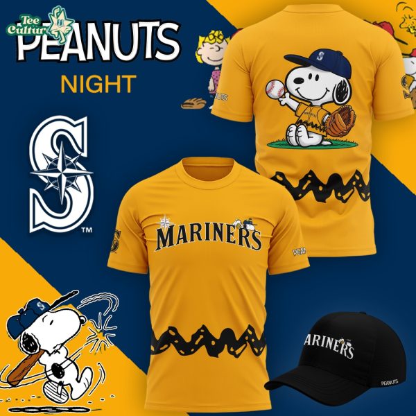 Limited Edition Seattle Mariners x Peanuts Night Yellow Tshirt