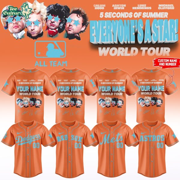 MLB All Teams x 5 Seconds of Summer Everyone’s A Star World Tour 2026 Signature Edition Jersey Design 1 Custom Name Number