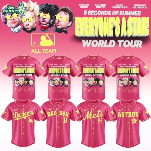 MLB All Teams x 5 Seconds of Summer Everyone’s A Star World Tour 2026 Signature Edition Jersey Design 2
