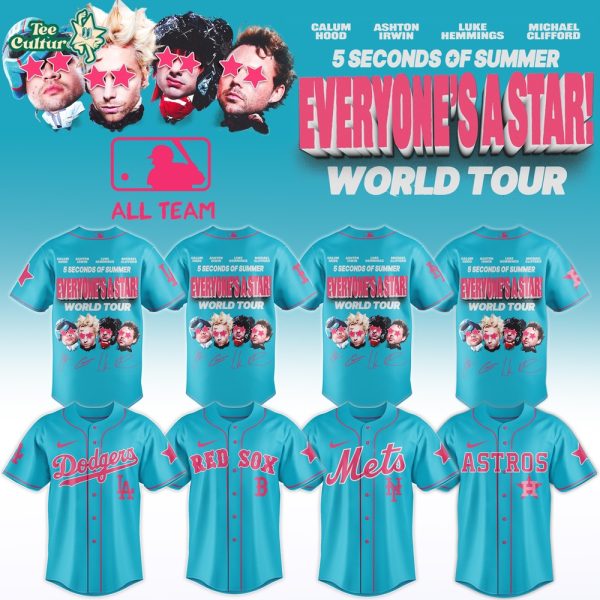 MLB All Teams x 5 Seconds of Summer Everyone’s A Star World Tour 2026 Signature Edition Jersey Design 3