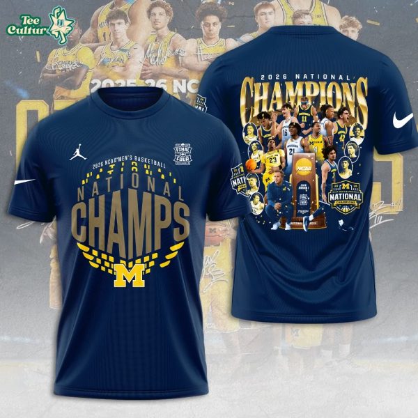 Michigan Wolverines 2026 National Collegiate Athletic Association Men's Basketball National Champions 3D Apparel