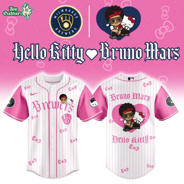Milwaukee Brewers x Bruno Mars x Hello Kitty 2026 Limited Edition Pink Jersey Jogger Cap Set