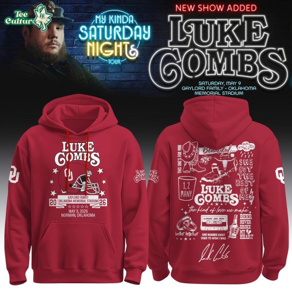 Oklahoma Sooners x Luke Combs ”My Kinda Saturday Night Tour 2026” Limited Edition Hoodie