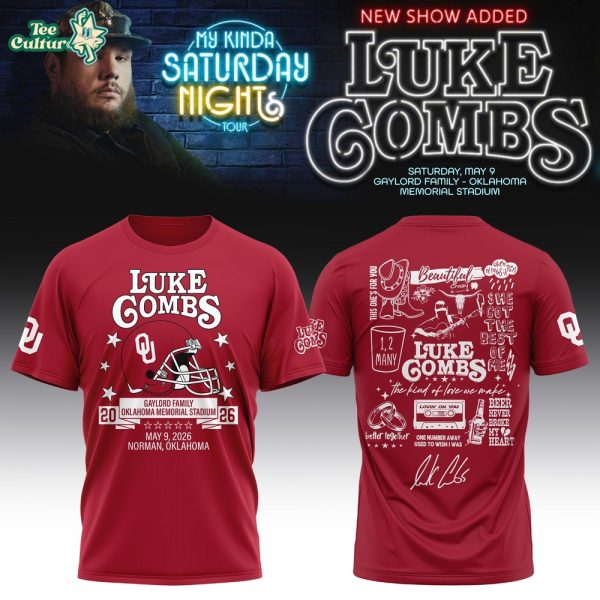 Oklahoma Sooners x Luke Combs ”My Kinda Saturday Night Tour 2026” Limited Edition T-shirt