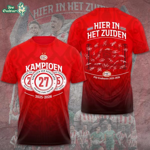 PSV Eindhoven 2026 Champions 3D Graphic T-Shirt