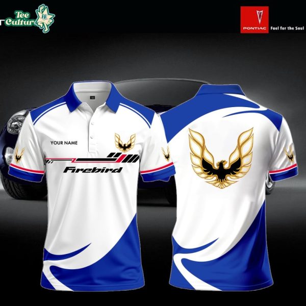 Pontiac Firebird Blue White Polo Shirt Custom