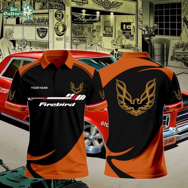 Pontiac Firebird Orange Black Polo Shirt Custom