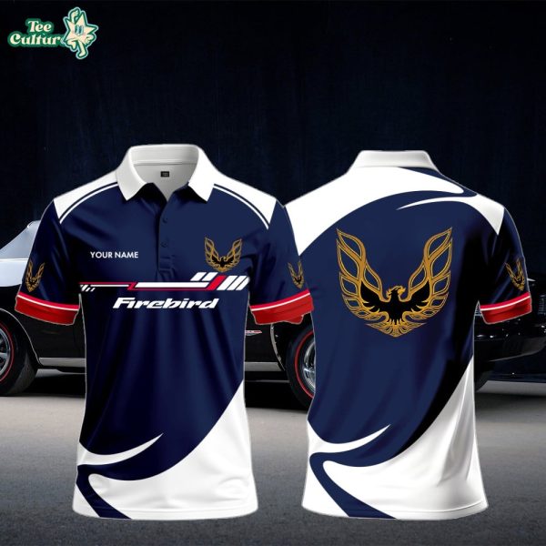 Pontiac Firebird White Blue Polo Shirt Custom