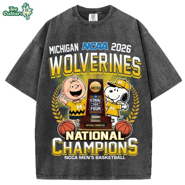 Snoopy Peanuts x Michigan Wolverines NCAA 2026 Champions T-Shirt