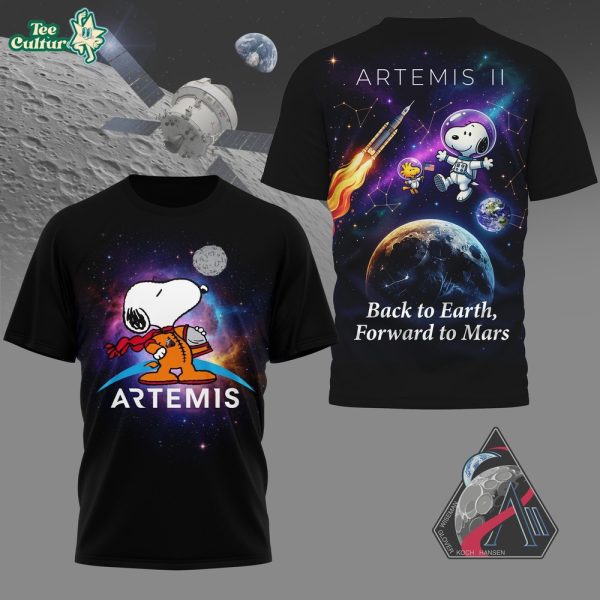 Snoopy x Artemis II 2026 Back To The Earth Forward to Mars 3D Tshirt
