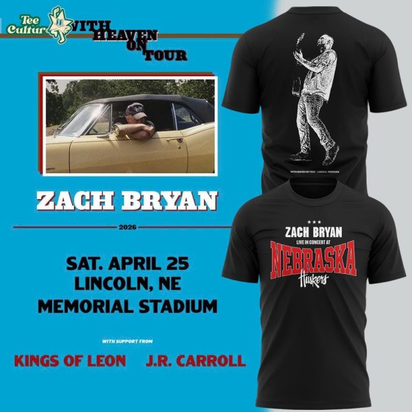 Special 2026 Zach Bryan x Nebraska Cornhuskers T-Shirt - Black
